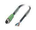 Verbindingskabel, M8-stekker - Blanke uiteinden, 5 Geleiders, 3m, IP68, Zwart
