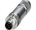 Circular Connector, M12, Plug, Straight, Poles - 2, Push-In, Cable Mount
