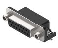 D-Sub Connector with Hex Screw, 8mm, Angled, Socket, DA-15, PCB Pins