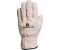 Delta Plus FBN49 White Leather Abrasion Resistant, Cut Resistant, Tear Resistant Work Gloves, Size 9, Pack of 12 pairs