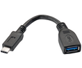 Cable, USB-A Socket - USB-C Plug, 50mm, USB 3.1, Black