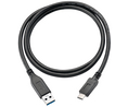 Cable, USB-A Plug - USB-C Plug, 1m, USB 3.1, Black