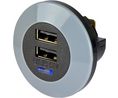 Charger, Front Fitting, Car, 2x USB-A, 3A, 15W, Black