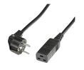 AC Power Cable, DE/FR Type F/E (CEE 7/7) Plug - IEC 60320 C19, 3m, Black