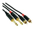 Audiokabel, Stereo, 2x Cinch-Stecker - 2x Klinkenstecker 6.35 mm, 2m