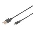 Cable, USB A -urosliitin - USB Micro-B -urosliitin, 1m, USB 2.0, Musta