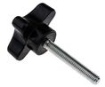Black 4-Arm Clamping Knob, M6, Threaded Stud, M6, Black, Pack of 10 pieces