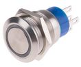 Illuminated Push Button Switch, Momentary, Panel Mount, 19.2mm Cutout, SPDT, Yellow LED, 250V ac, IP67