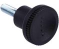 Black Knurled Clamping Knob, M5, Threaded Stud, M5, Black, Pack of 10 pieces
