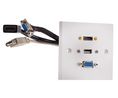 Single Gang 3 Way Female HDMI, SVGA, USB A Faceplate