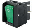 Keinukytkin, 20 A, 2NO, 250V, ON-OFF, IP40, Musta / Vihreä