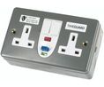 Timeguard 13A, BS 7288 Fixing, Active, 2 Gang RCD Socket, Steel, Surface Mount , Switched No, 230 V ac, Grey, Screwed Surface Mount 30A 230V