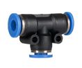 T-Fitting, Ø10 mm, Push-In Connector, Ø10 mm, Push-In Connector, Polyoxymethylene (POM), 37mm, Pack of 10 pieces
