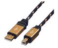 Cable, USB-A Plug - USB-B Plug, 4.5m, USB 2.0, Black / Gold