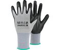 TEGERA Black, Grey, Blue Carbon, Spandex, Nylon Work Gloves, Size 9, Nitrile Foam Coating, Pack of 6 Pairs