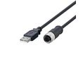 ifm electronic USB 2.0, Male USB A to Female M12, 1m, 1m, USB 2.0, Schwarz