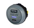 Charger, IP65, Car, 1x USB-A / USB-C, 3.6A, 13W, Black / Grey