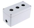 Bopla Light Grey Plastic Euromas Push Button Enclosure - 3 Hole 22mm Diameter