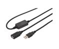 Jatkokaapeli, USB A -urosliitin - USB A -naarasliitin, 10m, USB 2.0, Musta