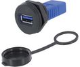 Feed-Through Adapter with Protective Cap, USB 3.0 A Socket - USB 3.0 A Socket