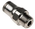 Legris LF3800 Series Straight Threaded Adaptor, NPT 1/8 Male to Push In 6 mm, Threaded-to-Tube Connection Style