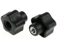 Black Multiple Lobes Clamping Knob, M6, Threaded Through Hole, M6, Black, Pack of 10 pieces