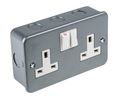 RS PRO Grey 2 Gang Plug Socket, 1 Pole Poles, 13A, Type G - British, Indoor Use