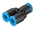 Liitin, Paineilma, Messinki, 31.6mm, Ø6 mm, työntöliitin, 10 kappaleen pakkaus