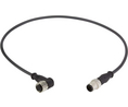 Anturikaapeli, M12-pistoke - M12-hylsy, 4 Johtimet, 1m, IP65 / IP67, Musta