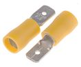 Spade Connector, Partially Insulated, Yellow, 4 ... 6mm², Plug, Pack of 100 pieces