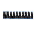 Y-Fitting, Ø10 mm, Push-In Connector, Ø10 mm, Push-In Connector, Polyoxymethylene (POM), 50.5mm, Pack of 10 pieces