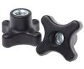 4-Arm Clamping Knob, Screw-On, M8, Black, Pack of 10 pieces