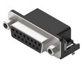 D-Sub Connector with Hex Screw, 10.3mm, Angled, Socket, DA-15, PCB Pins