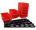 Wall Mounted Stackable Trays, 8 Pieces, 105x161x75mm, Red