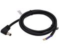 DC-Anschlusskabel, 2.1x5.5x9.5mm Stecker - Offene Enden, Abgewinkelt, 5m, Schwarz