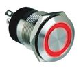 Pushbutton Switch, Vandal Proof Momentary Function 24V Red 1NO IP66 Quick Connect Terminal, 2.8 mm