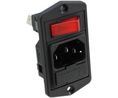 IEC Connector, Inlet, C14, 250V, 1 Pole - Illuminated, Black