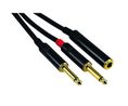 Audiokabel, Stereo, Klinkenbuchse, 6.35 mm - 2x Klinkenstecker 6.35 mm, 300mm