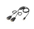 USB-sarjasovitinkaapeli, 1.5 m, RS-232, 2 DB9, uros