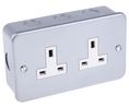 Grey 2 Gang Plug Socket, 0 Poles, 13A, Type G - British, Indoor Use
