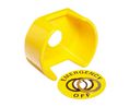 Emergency Stop Switch Shroud with Legend Plate, Plastic, Yellow, Omron A22E Series Emergency Stop Switches
