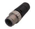 Circular Connector, M12, Plug, Straight, Poles - 4, Solder, Cable Mount
