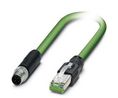 Phoenix Contact Cat5 Straight Male M8 to Straight Male RJ45 Ethernet Cable, STP, Green Polyurethane Sheath, 1m