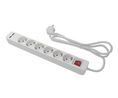 5m 6 Socket Type F - German Schuko Extension Lead, 250 V, IP20 5m Blanc