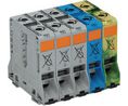 Terminal block, Cage Clamp, 5 Poles, 1kV, 95mm², Grey / Blue / Green / Yellow