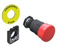 Key Release Emergency Stop Push Button, Panel Mount, 22.5mm Cutout, IP20, IP65