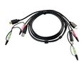 Aten Male 3.5mm Audio Jack, HDMI, USB A to Male 3.5mm Audio Jack, HDMI, USB B KVM Cable, 1.8m