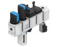 Festo G 1/2 FRL Assembly, Automatic Drain, 5um Filtration Size - With Pressure Gauge