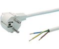 Câble d'alimentation AC, Fiche DE Type F (CEE 7/4) - Extrémités nues, 5m, Blanc