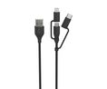 Ansmann Cable, Male USB A to Lightning, Micro USB B, USB C Cable, 1.2m